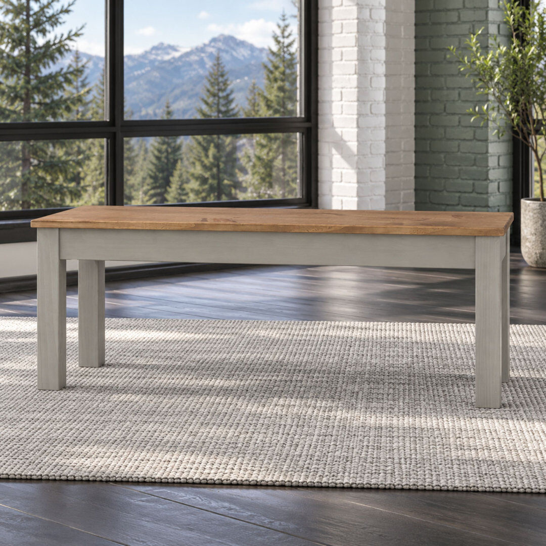 Lark Manor Lucian Large Wood Dining Bench, Grey & Antique Wax Grey H45 x W105 x D30cm
