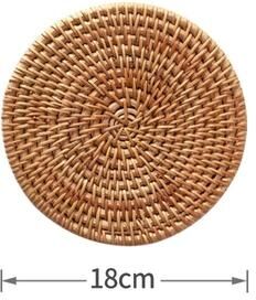 The Handy Homestead Circular Natural Rattan Cup Mat: Hand Woven Hot Insulation Placemats For Kitchen Decoration 18cm