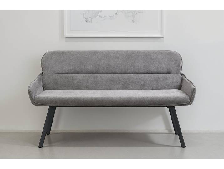 Sitzbank BYLIVING Rico , grau (dunkelgrau, schwarz), B:140cm H:90cm T:62cm, Stoff, Sitzbänke, Sitzbank, gemütliche Esszimmerbank in 140 oder 160cm, hochwertiger Stoffbezug