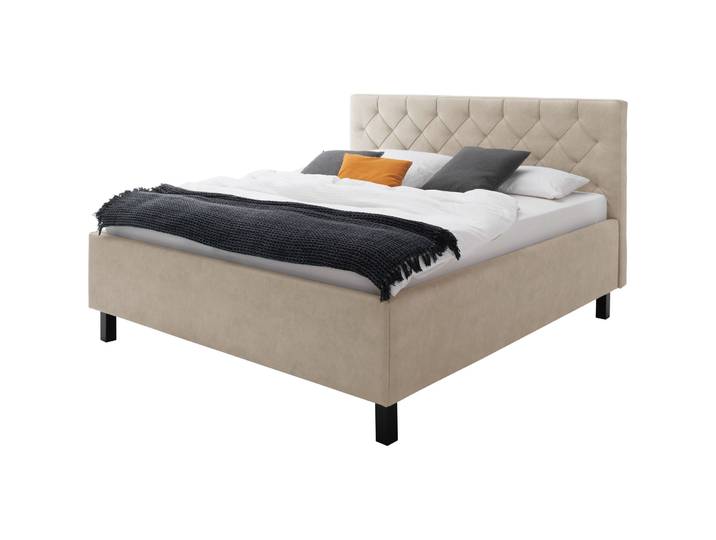 Bett Belial beige Bezug Stoff 180 x 200 cm - Bett