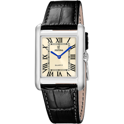 Quarzuhr FESTINA "On the Square", schwarz (schwarz, champagnerfarben), Armbanduhren, Herren, Quarzuhr, Armbanduhr, Damenuhr, Herrenuhr, Lederarmband, analog