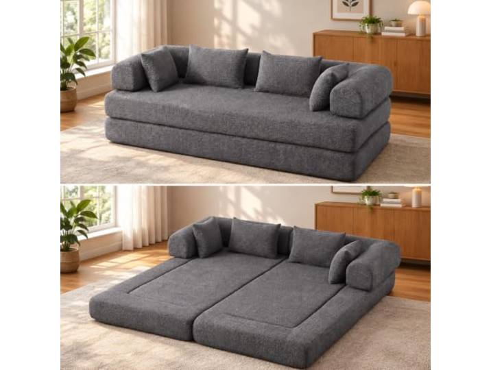 Grinvok 200cmSchlafsofa 4-in-1 Boneless Couch, Keine Montage, Wohnzimmer-Couch mit Schlaffunktion