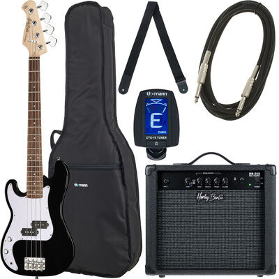 Harley Benton PB-Shorty LH BK Std. Set 1 Schwarz Hochglanz