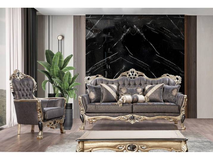 JVmoebel 3-Sitzer Elegantes Design Sofa Set in Grau mit Relax-Funktion und Polsterung, Made in Europa