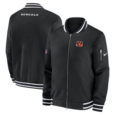 Bomberjacke NIKE "Nike Jacke Cincinnati Bengals Nike Coach Bomber", Damen, Gr. XL, schwarz, Popeline;Jersey, 100% Polyester, Jacken Bomberjacke