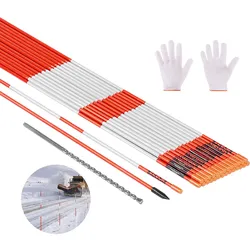 VEVOR Schneestangen, 20 Stück, 122 cm lang, 6,35 mm Durchmesser, Auffahrtstangen mit 30 cm Stahlbohrern, reflektierende Einfahrtsmarkierung, Fiberglasstangen für Parkplätze, Gehwege, Schneeräumen