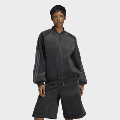 Outdoorjacke ADIDAS ORIGINALS "CORDUROY SST ORIGINALS, OVERSIZED", Damen, Gr. M, schwarz (schwarz, utility schwarz), Obermaterial: 100% Baumwolle, Jacken Outdoorjacke, mit Reißverschluss, aus Baumwolle, für Erwachsene