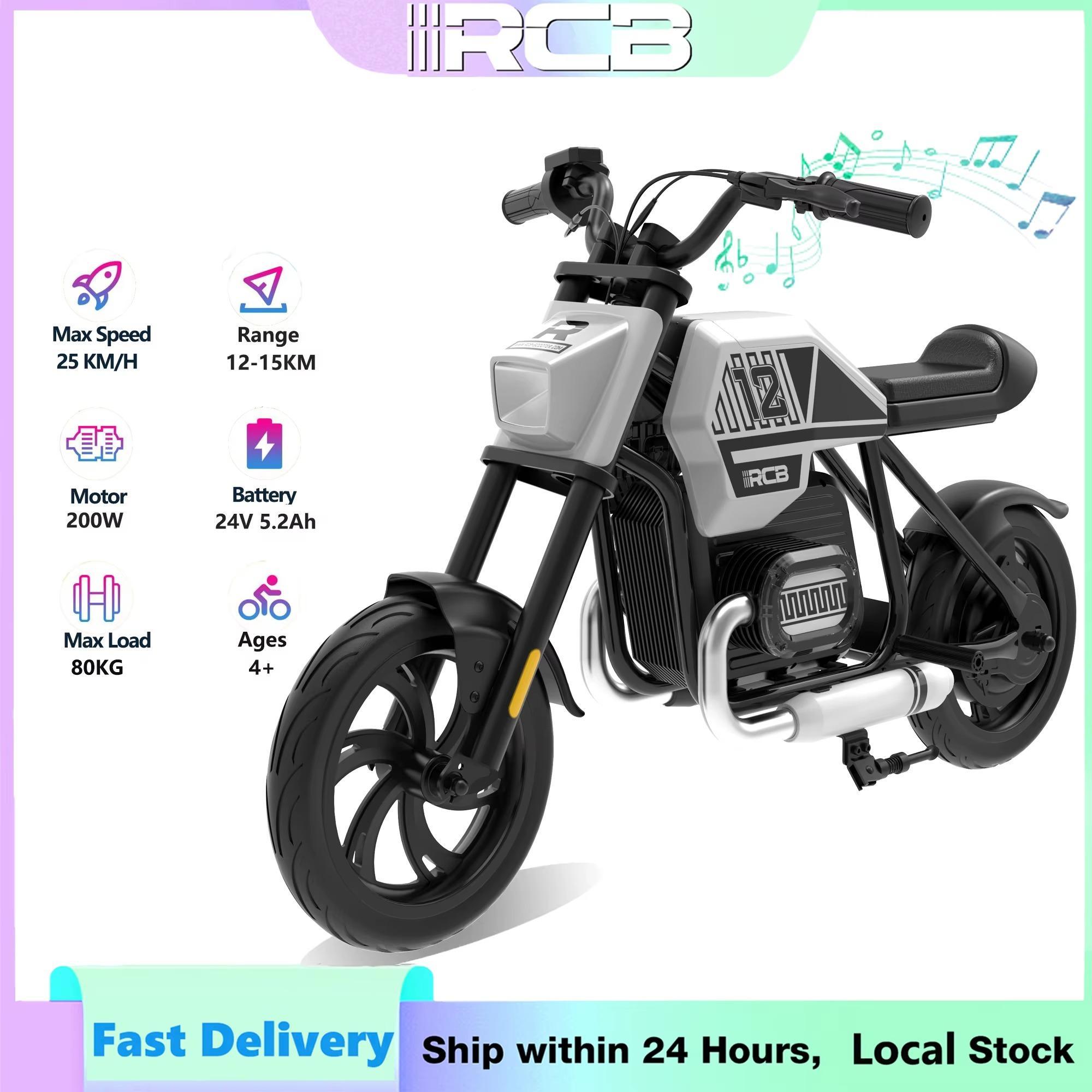 RCB R9 Kinder Elektro Motorrad 24V 200W 12 Zoll Bluetooth 3 Geschwindigkeiten 25 km/h