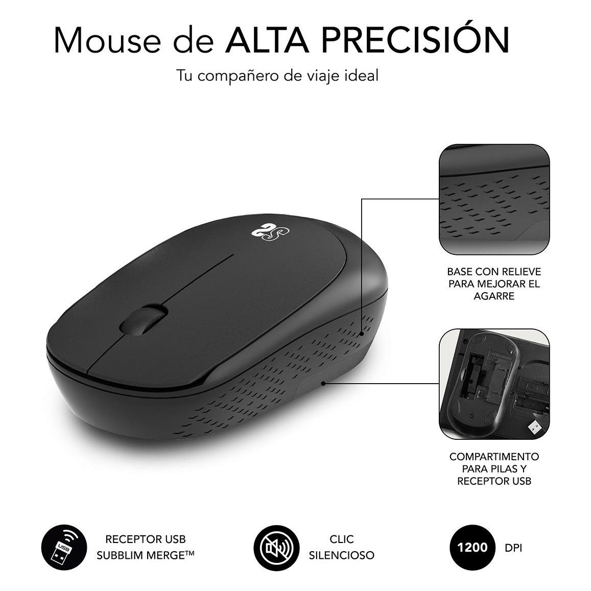 Subblim Raton Business Plus Silencioso Inalambrico 2.4g 1200 Dpi (Kabellos) (SUBMO-B2SW010)