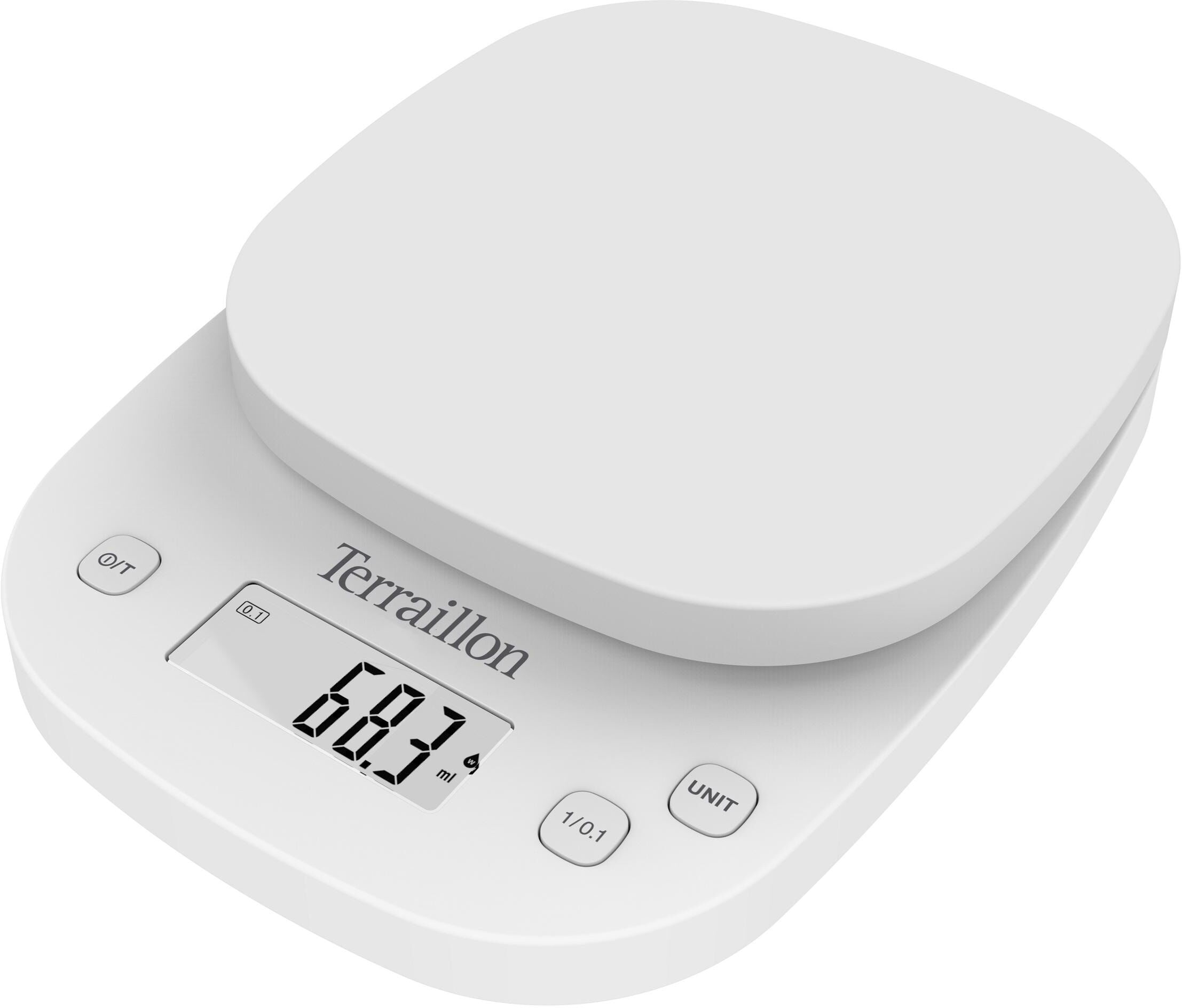 Küchenwaage TERRAILLON "Terraillon Precision", weiss (weiß), B:12,4cm H:1,2cm, Kunststoff, Küchenwaagen, Küchenwaage weiß Einheitsgröße