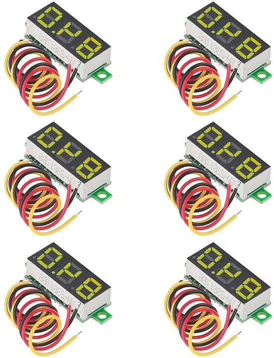 Digitale Voltmeter Spanningsmeter Testinstrument met Ompolingsbeveiliging en Automatisch Decimaalpunt 0-100 V Geel