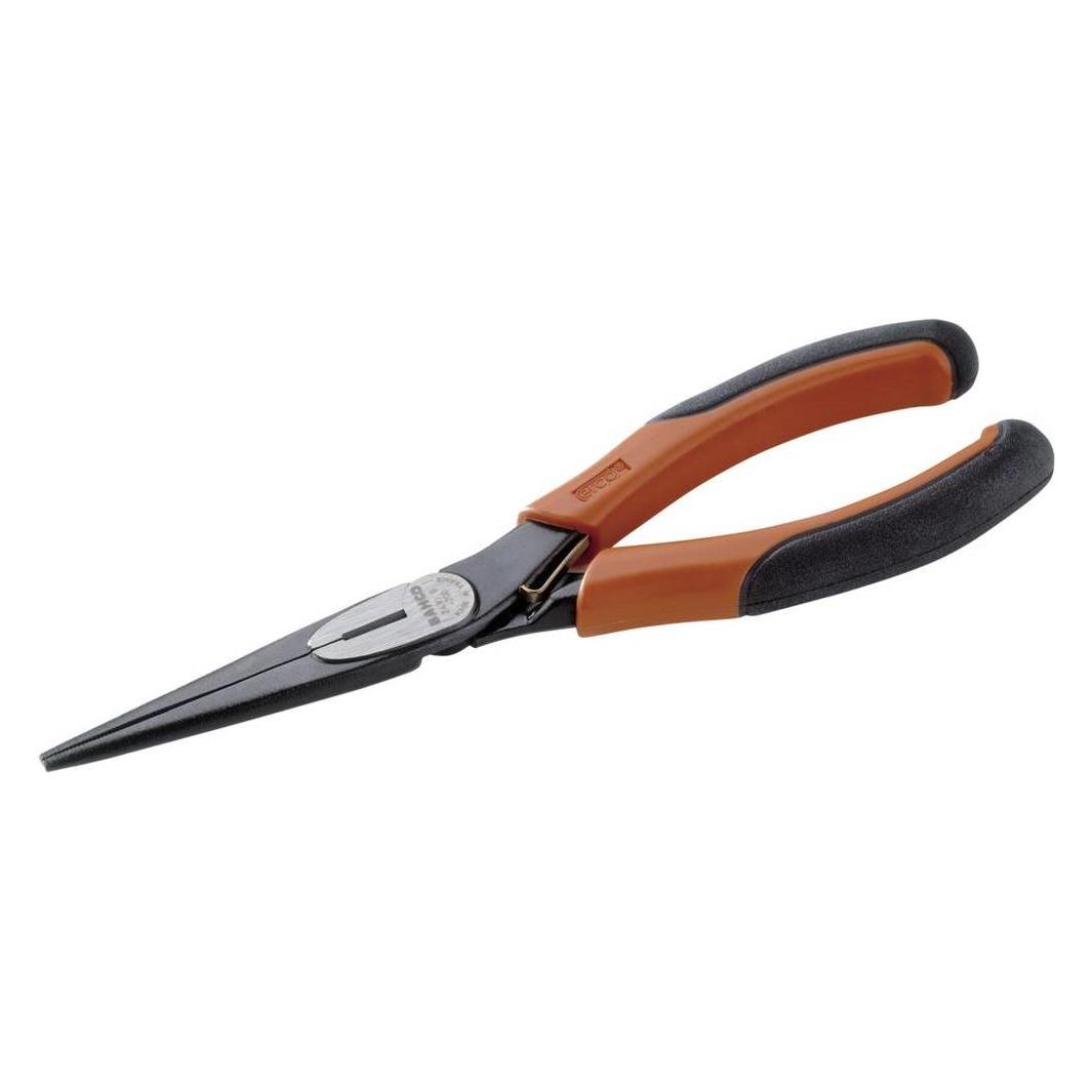 Bahco ERGO Flachrundzange mit Öffnungsfeder, Zwei-Komponenten-Griffen, lange Backen, phosphatiert(200 mm (200 mm) (2430 G-200)