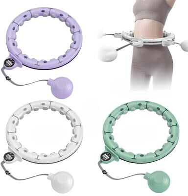 Inspire Select Smart Weighted Fitness Hula Hoop For Adults With Massage Nodes, Gravity Ball & Counter, Adjustable Waist Hoop For Weight white 25.59 35.43 In