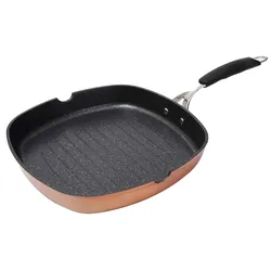 BERGNER Copper IC - 28 x 28 x 4,5cm große Grillpfanne aus geschmiedetem Aluminium für 360°-Induktion