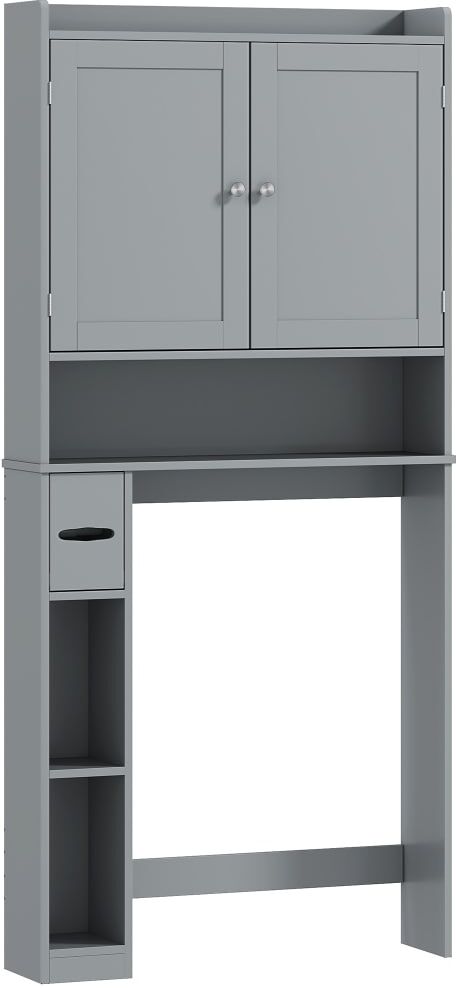 Homcom Meuble wc dessus de toilette ou machine à laver 2 portes mdf gris Gris 80x170x20cm