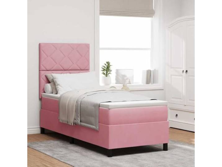 LED Beleuchtung modernes Design Boxspringbett Rosa 80 x 200 cm LED Boxspringbett mit Matratze Rosa 80x200 cm Stoff Bett mit RGB LED Beleuchtung verstellbarem Kopfteil Lattenrost