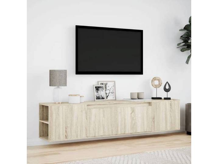 XINWO Meuble TV，Armoire TV Banc TV - mural avec LED - chêne sonoma 180x31x39 5 cm @402