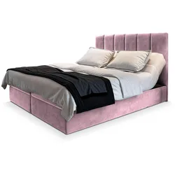 BOXBETT BARINO 140x200 cm mit Matratze und Topper - Rosa