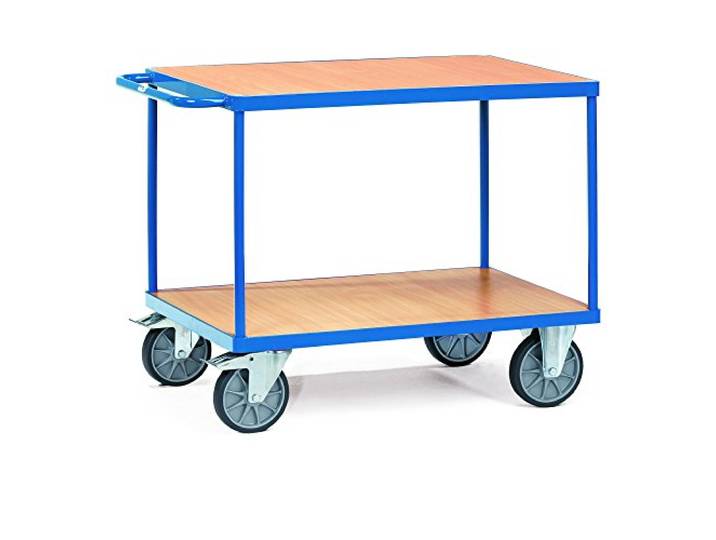 Fetra Transportgeräte mtpic2400 F 500 Regal Wagen mit Tablett, 2 rechteckig, 228 mm, 860 mm, 850 mm x 500 mm Plattform, 160 mm Rollen Durchmesser