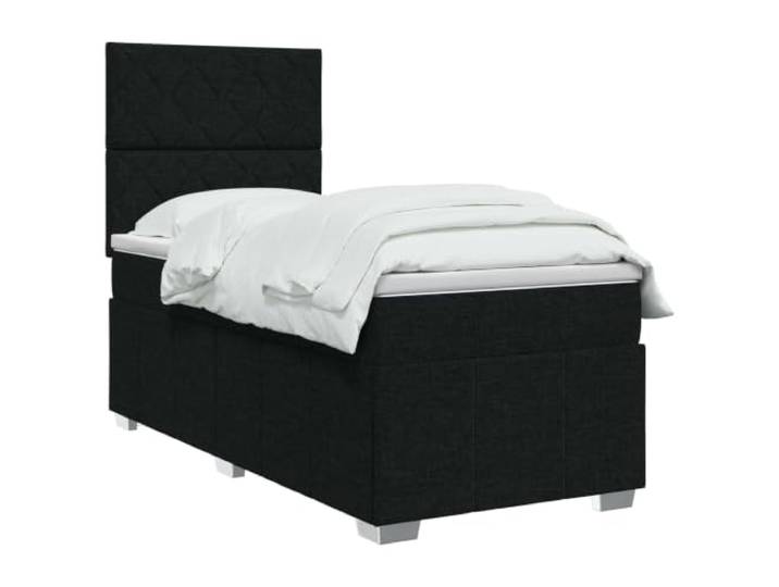 vidaXL LED Boxspringbett mit Matratze Schwarz 100 x 200 cm Stoff Coole Beleuchtung für modernen Stil, Höhe anpassen für deinen Komfort, Verbesserung des Schlafs mit Bewegungsisolierung