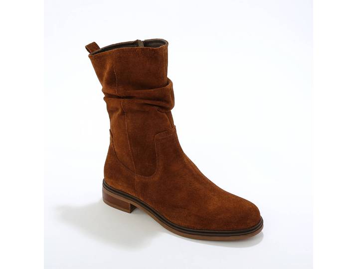 Bottes fourrées en cuir plissé - Blancheporte