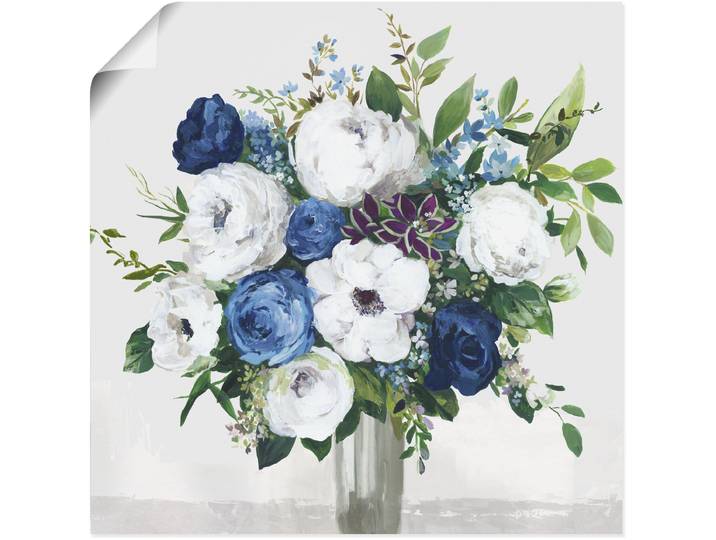 Poster ARTLAND Weiss-Blaue Symphonie , grau (farbe bild(er): grau), B:40cm H:40cm, Bilder, Poster, ohne Rahmen