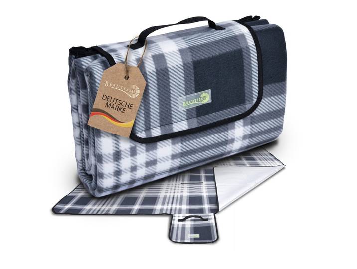 PICKNICKDECKE Bella KA 200x200cm Anthrazit-Kariert