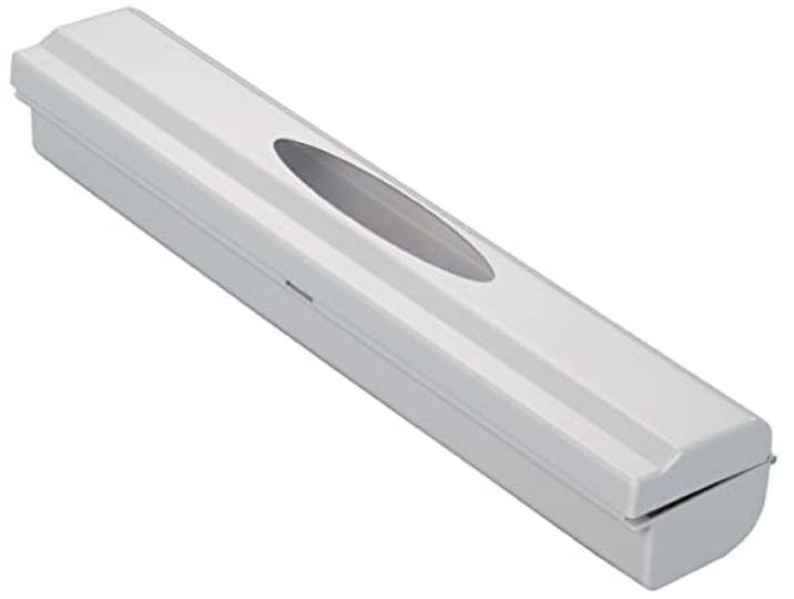 WENKO Folienschneider Perfect-Cutter, praktischer Abroller für Frischhaltefolie und Alufolie, Folienspender aus Kunststoff, 38 x 5,2 x 6,7 cm, Lichtgrau