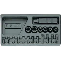 Gedore, Gewindeschneider + Gewindebohrer, 1500 ES-K 1900 Schraubenlöser-Sortiment 1/2" in 1/3 ES-Modul