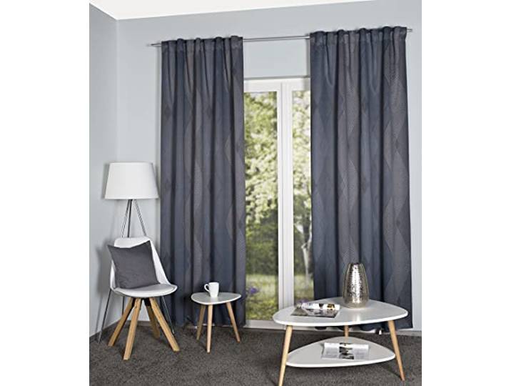 HOME WOHNIDEEN Verdunklungsschal JARO, Bedruckt, mit 10 cm Kombiband, Farbe: blau, Größe: 245 x 135 cm, Anzahl:1x