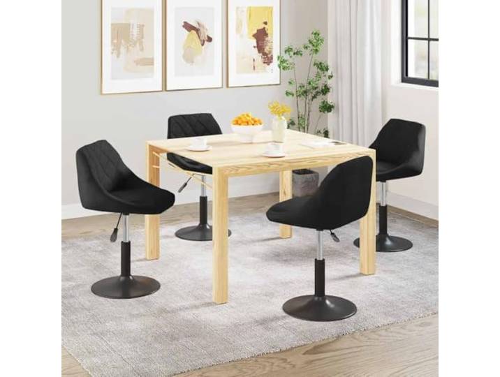 RJPLMFV Esszimmerstühle, drehbar, Velours, Schwarz, 4 Stück Höhenverstellbar, 360-Grad-Drehgelenk, Stahlrahmen, bequemer Sitz