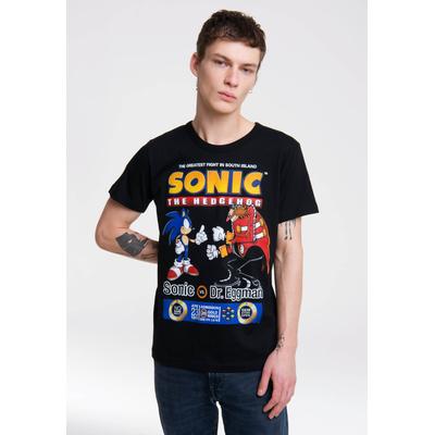 T-Shirt LOGOSHIRT "Sonic", Herren, Gr. XL, schwarz, 100% Baumwolle, bedruckt, mehrfarbig, normal, Rundhals, Shirts T-Shirt, mit lizenzierten Originaldesign