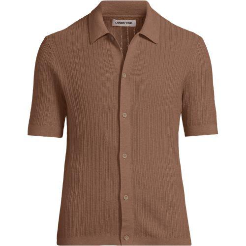 Leichtes Feinstrick-Hemd aus Baumwolle für Herren, Herren, size: regular, Braun, Baumwolle, by Lands' End