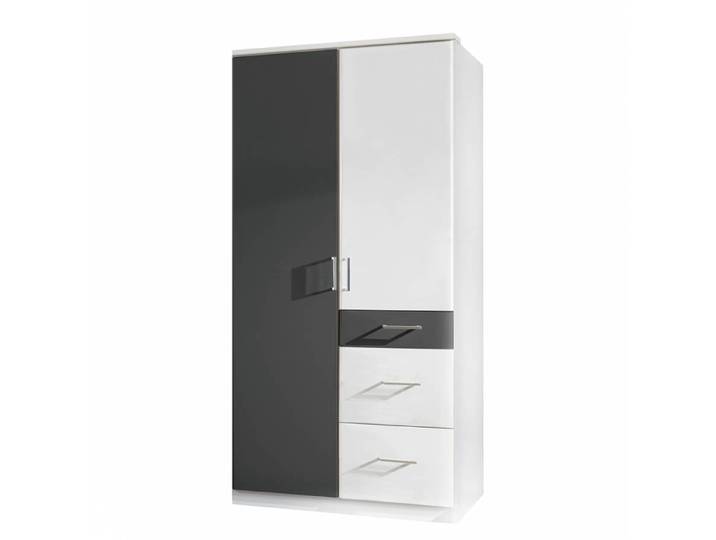 Drehtürenschrank Julan I 90cm Grau/Weiß/Weiß/Anthrazit ohne Spiegeltür/-en