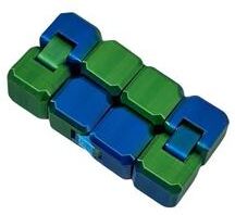 Inspired Living Infinity Cube Stress Relief Toy Premium Metal Fidget Cube For Anxiety Relief & Focus green Blue