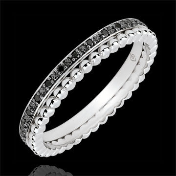 Edenly Ring Fleur de Sel - Doppelring - Schwartzer Diamant - WeiÃŸgold 9 Karat