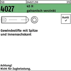 Gewindestift ISO 4027 Spitze/Innen-6kt M6x40 45 H galv.verz. 200St.