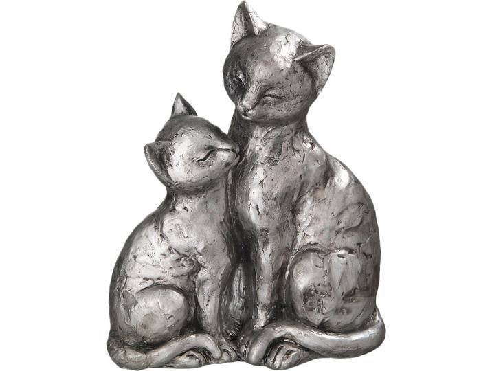Dekofigur AMBIENTE HAUS Katzen-Paar , silber (silberfarben), Metall, Dekofiguren, Dekofigur, Höhe 22 cm