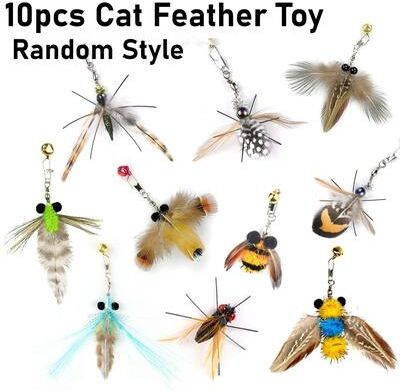 Uplift Treasures Cat Feather Teaser Replacement Toy Set 10pcs Random Style