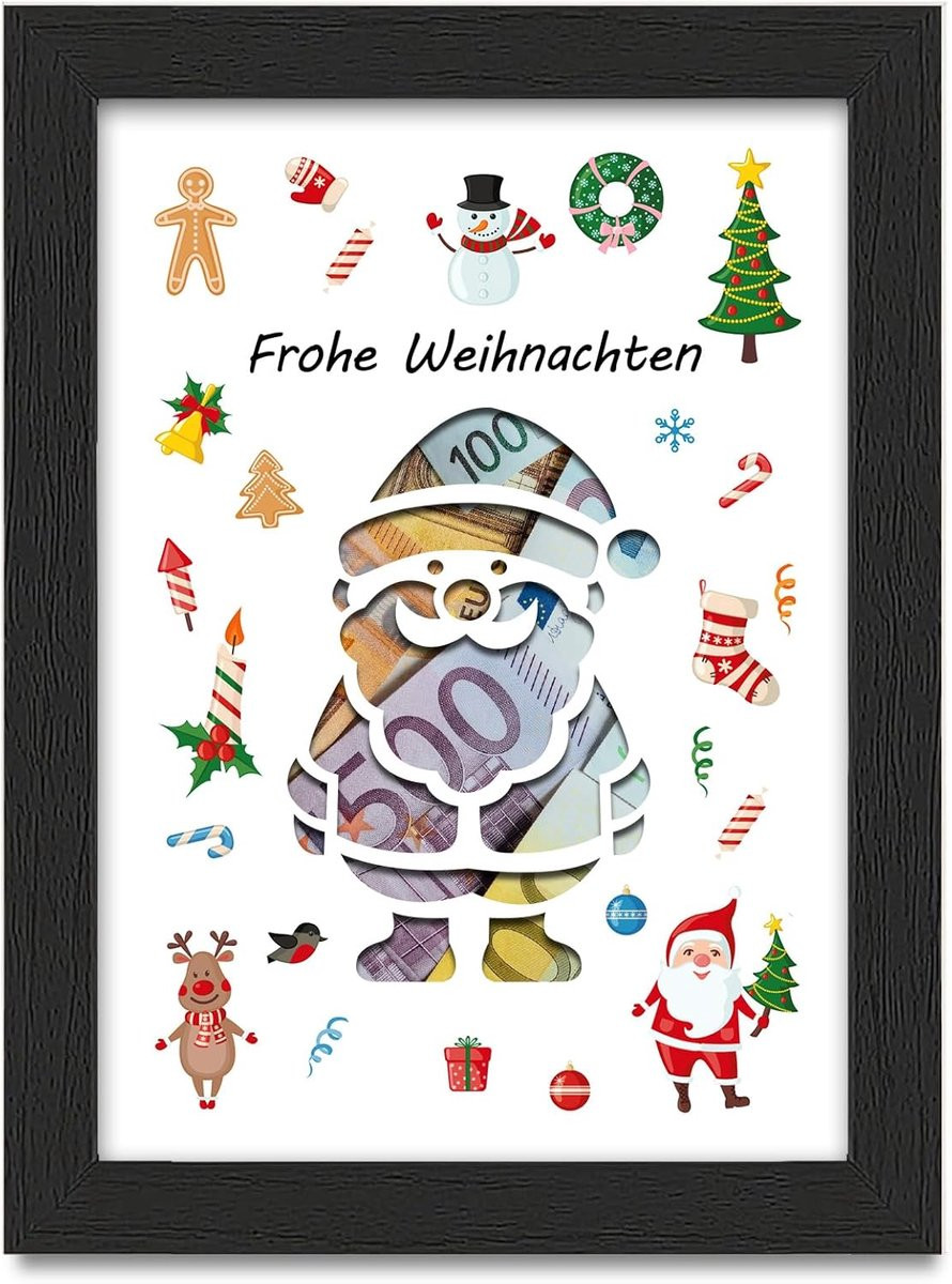 Creatieve houten fotolijst geldcadeau houder voor kerst, geboorte en reizen