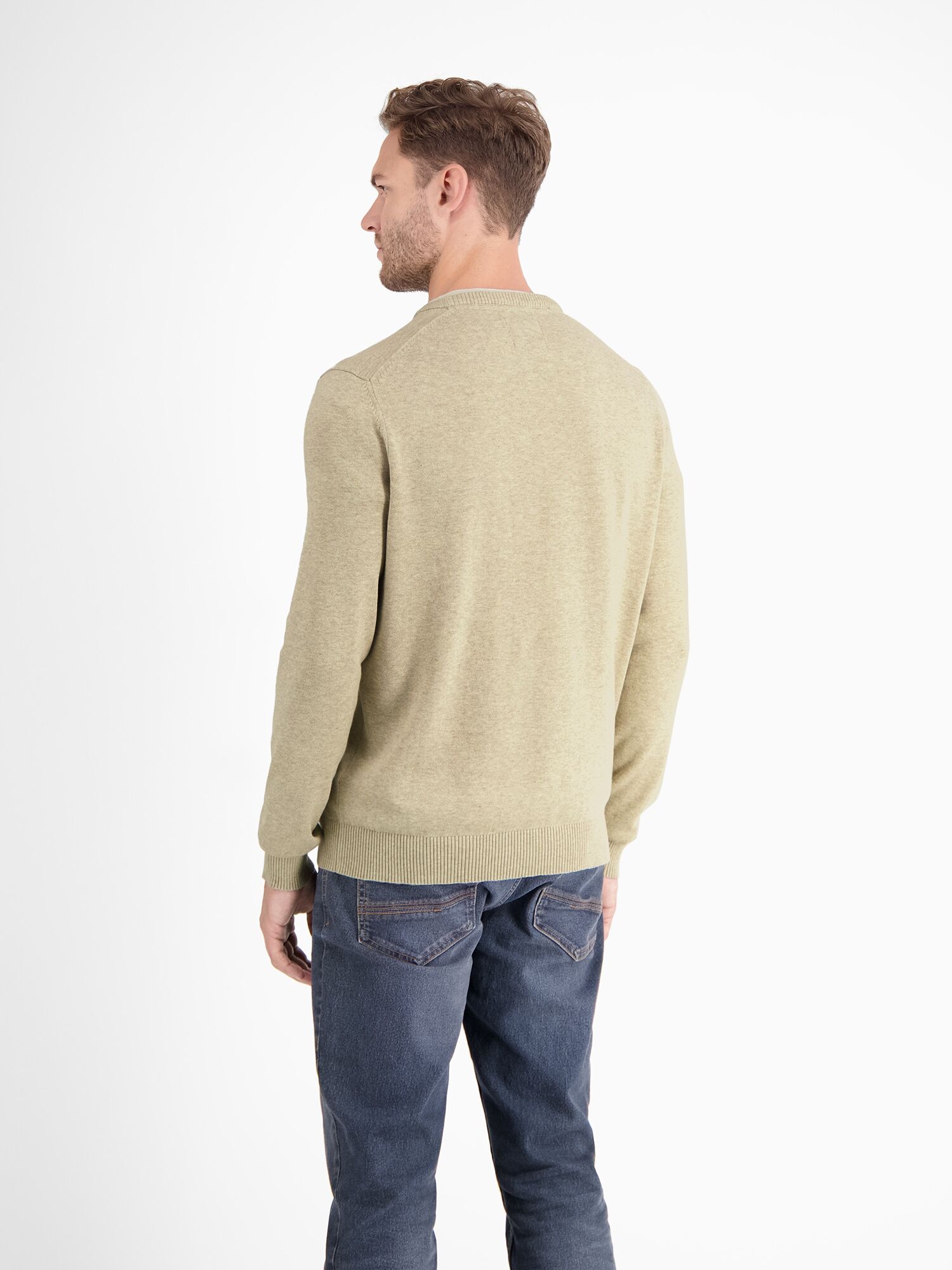 Strickpullover LERROS "Herren Strickpullover aus Baumwolle mit Crewneck Ausschnitt", Herren, Gr. XXL, beige (tender beige melange), 100% Baumwolle, Pullover Strickpullover, Weicher Strick-Pullover, Rundhalsausschnitt, lange Ärmel, pflegeleicht tender beig
