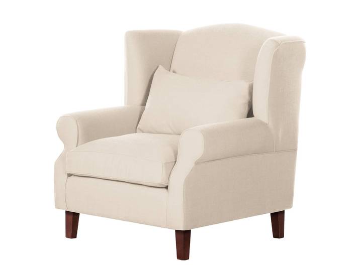 Ohrensessel XL- Webstoff Beige Beige/Beige Webstoff 93 x 93 x 87cm
