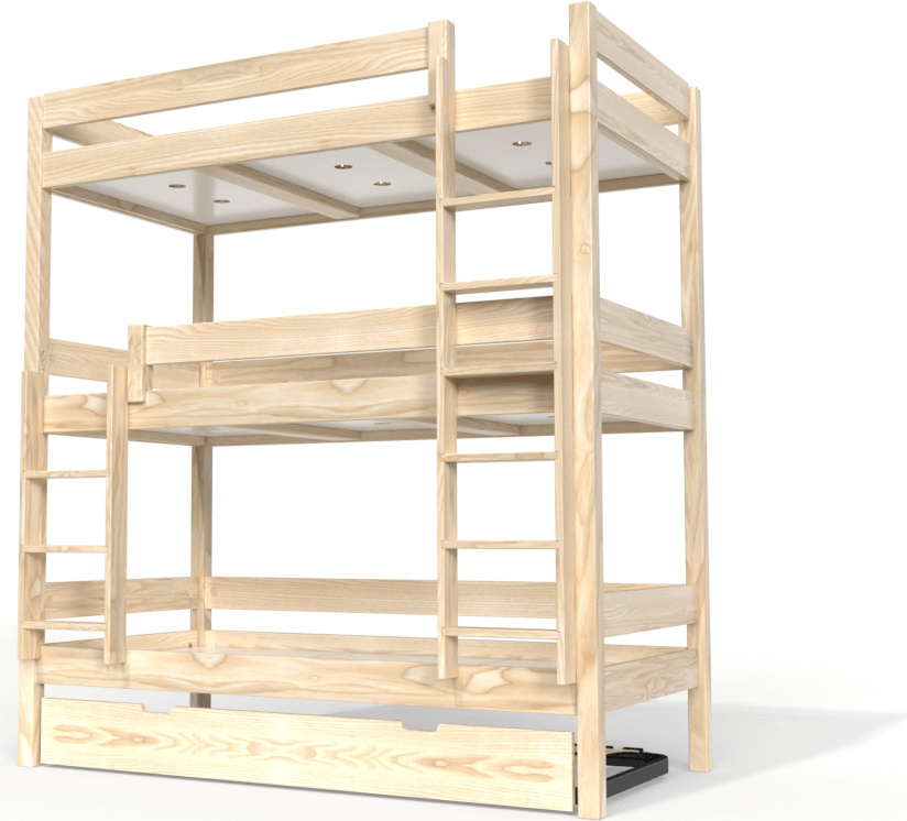 Etagenbett 4 Plätze 90X190 holz ABC - Naturlack