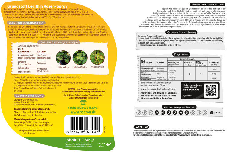 Solabiol Grundstoff Lecithin Rosen-Spray natürliche Pilzabwehr 1 l