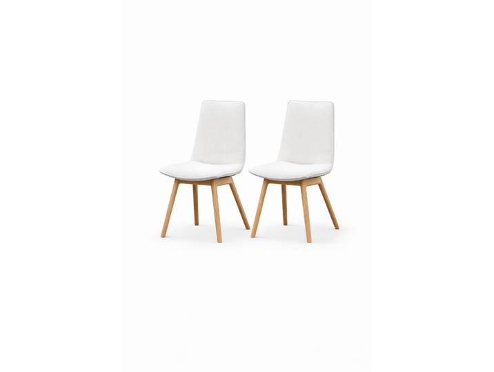 4-Fußstuhl OTTO HOME Ramon , weiß (beige kairo, eiche natur), B:46cm H:89cm T:57cm, Holzwerkstoff, Massivholz, Polyester, Stühle, mit Massivholzbeinen, verschiedenen Farben und Stoffe