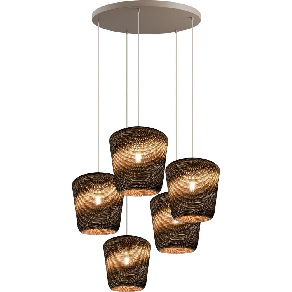 Masterlight Hanglamp Carta Moody 5x Ø34cm Think Paper Kap - Zand/Beige/Bruin