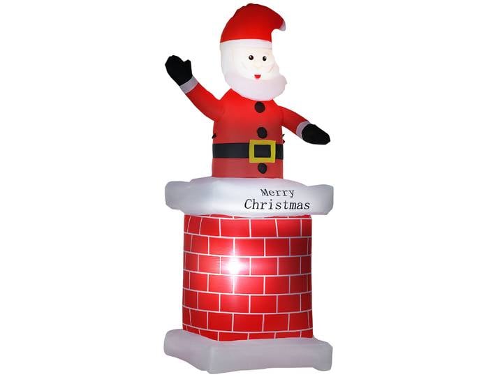 HOMCOM Père Noël gonflable avec cheminée avec 2 lumières LED 80x70x210 cm multicolore