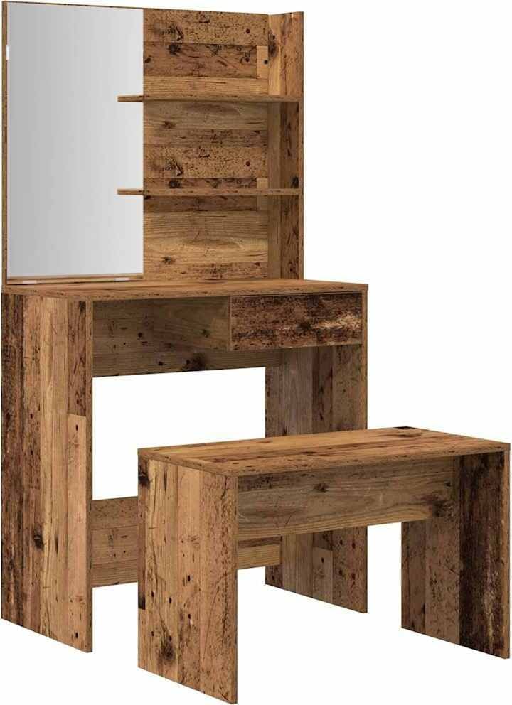 vidaXL Make-up tafelset met look van gerecycled hout en houtvezel