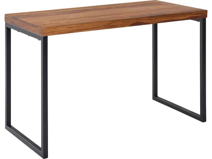 Wohnling Schreibtisch Sheesham Massivholz Metall 117x59x76,5cm Design Dunkel Arbeitszimmer