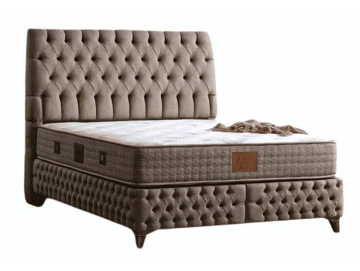 JVmoebel Bettgestell JVMoebel Komfortbett mit Stauraum in Beige und Polsterstoff (1-tlg)